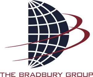 Bradury group logo globe on top navy maroon